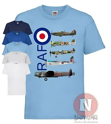 Buy RAF WW2 Aircraft T-shirt Spitfire Lancaster Typhoon Hurricane Mosquito Kids Tee • 9.99£