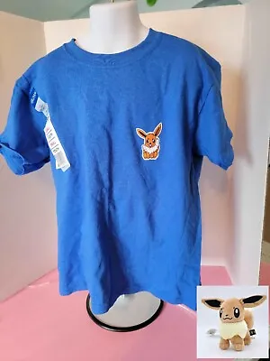 Buy Eevee Pokemon Youth Small Short Sleeve Tshirt Blue. Must See. Plush Eevee!!! NWT • 20.47£