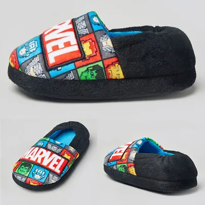 Buy Boys Marvel Slippers Gaming Warm Soft Cosy Mules Boots Shoes Slip On Winter New • 12.95£