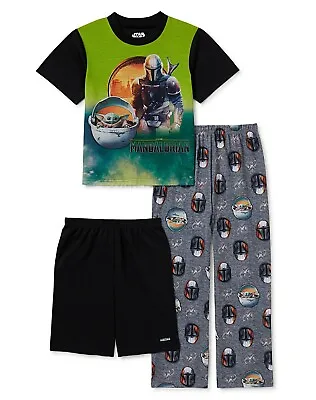 Buy Baby Yoda Boys Pajamas Star Wars The Mandalorian Shirt Shorts Pant Size 4-10 NWT • 23.81£