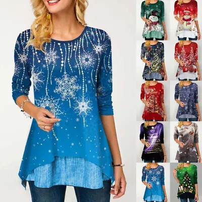 Buy Womens Blouse Christmas Tops Long Sleeve T Shirt Xmas Gift Ladies Pullover Party • 10.88£