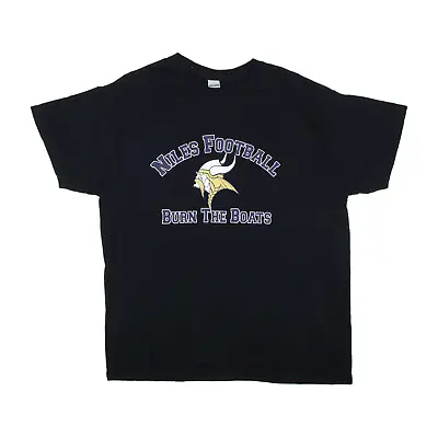 Buy GILDAN Niles Football USA T-Shirt Black Short Sleeve Mens L • 8.99£
