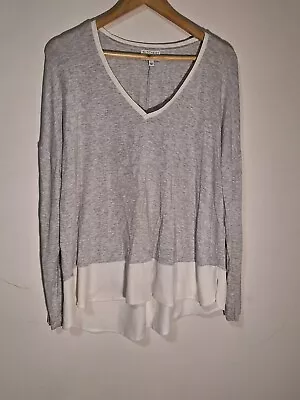 Buy Witchery Womens Stretch Jersey Long Sleeve Top Grey & White - Size Large • 11.31£
