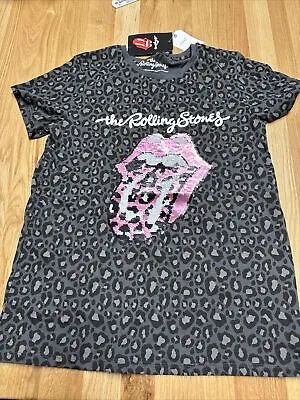 Buy NEXT Grey Black Animal Print THE ROLLING STONES Sequin T-Shirt Age 16 Years • 12£