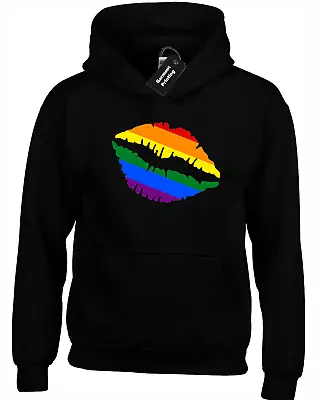 Buy Kiss Of Pride Hoody Hoodie Lgbt Gay Pride Lesbian Fashion Design Top (col) • 16.99£