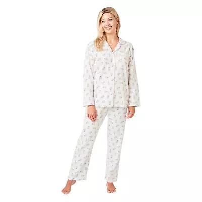 Buy Ladies/Womens 100% Brushed Cotton Pyjama Set Winceyette Pyjamas PJ Set Size 8-22 • 19.95£