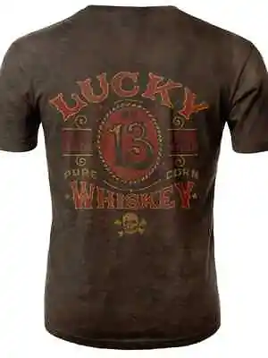 Buy Mens LUCKY 13 WHISKEY Whisky Bourbon Top T-Shirt BROWN XL XLARGE • 16.95£