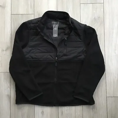 Buy Marks & Spencer Mens Quilted Fleece Jacket Black RRP £49.50 Size XL • 24.99£
