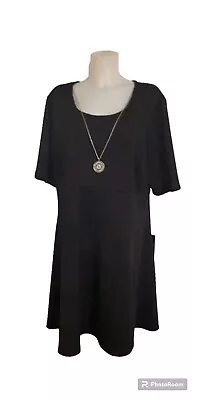 Buy $60 NWT Avenue Black Swinger Retro Skater With Attached Necklace Dress Sz 26/28 • 23.48£