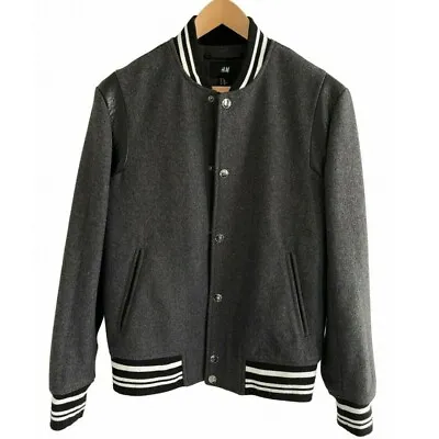 Buy H&M Varsity Jacket Wool In Grey • 14£