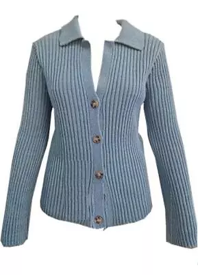 Buy Ladies Ribbed Collar Cardigan With Buttons • 9.99£