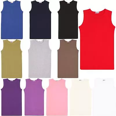 Buy Kids Girls Ribbed Vest Top 100% Thick Cotton Fashion Tank Tops T Shirt 2-13 Year • 4.99£