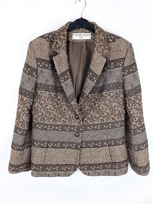 Buy Catherine Gerard Paris Jacket Size 10 M Vintage Wool Blazer Smart Patterned • 16£