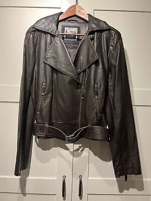 Buy Paper Denim And Cloth Brown Faux Leather Jacket-Large • 6.99£