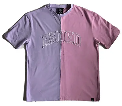 Buy Faded Store Tshirt Splice Pink Purple Mens Fashion Medium Cotton Streetwear • 15.99£