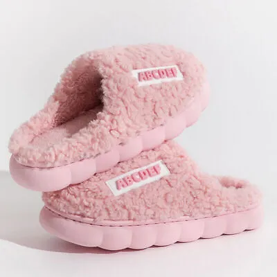 Buy Womens Slippers Slider Ladies Warm Fur Lined Winter Warm Mules Shoes House Size • 7.29£