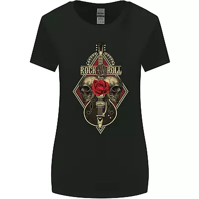 Buy Rock N Roll Guitar Skull Guitarist Electric Womens Wider Cut T-Shirt • 8.75£