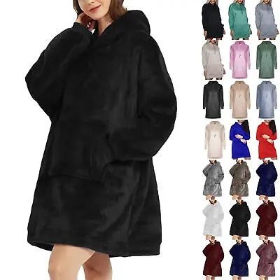 Buy Ladies Womens Hoodie Fleece Oversize Sweatshirt Teddy Bear Fluffy Faux Fur Dress • 4.49£