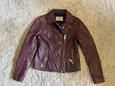 Buy River Island Ladies Real Leather Biker Jacket Sz 10 • 17.99£