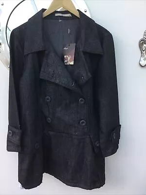 Buy Bnwt Ladies Alexo Dark Grey  Denim Coat Jacket Draw String At The Bottom Size 12 • 4.50£