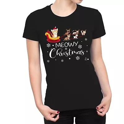 Buy 1Tee Womens Meowy Christmas With Cute Cats T-Shirt • 7.99£