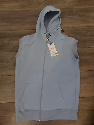 Buy Industrialize Mens Sleeveless Hoodie Light Blue/Sky, Size M, RRP £39.99 • 15£