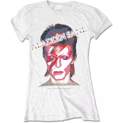 Buy Ladies White Aladdin Sane David Bowie Rock Licensed Tee T-Shirt Womens • 15.99£