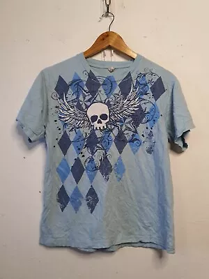 Buy Vintage Emo Shirt Mens Size Small Blue Skull Emo Punk 2000s Y2k Gothic • 15.81£