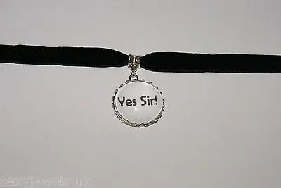 Buy Yes Sir! Black Velvet Choker Necklace Jewellery Fetish Bondage Collar Master • 15.95£