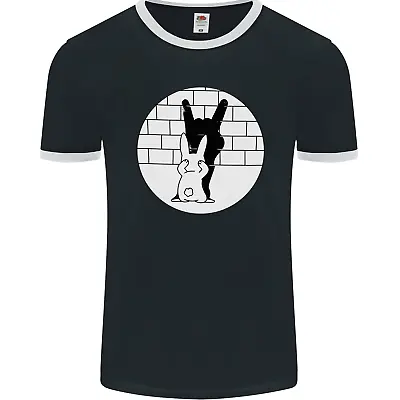 Buy Funny Rock N Roll Salute Rabbit Silhouette Mens Ringer T-Shirt FotL • 9.99£