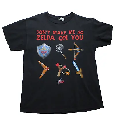 Buy Vintage Zelda T Shirt Medium Black Videogame 90s Legend Don't Make Me Go Zelda • 29.99£