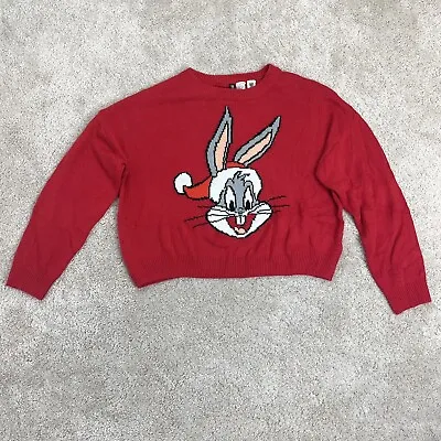 Buy Christmas Sweater Womens XS Small Santa Bug Bunny Ugly Party Teacher Red Cropped • 9.99£