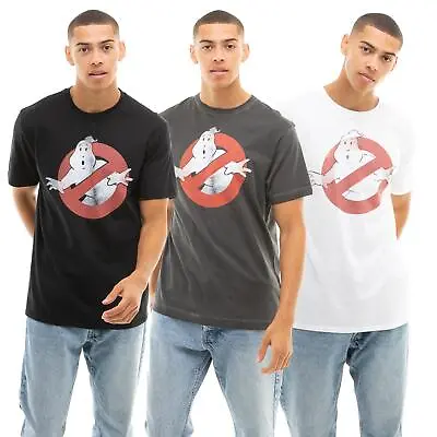 Buy Ghostbusters Mens T-shirt Logo Distress White Black Vintage S - XXL Official • 13.99£