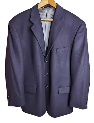 Buy 90s Vintage Jacket Wool & Cashmere Blend Navy Blue Mens 46 Regular Classic • 25£