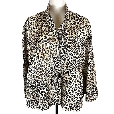 Buy Spiegel Animal Leopard Print Silk Cape Poncho Jacket Size 10 Chic Retro Pin Up • 24.12£