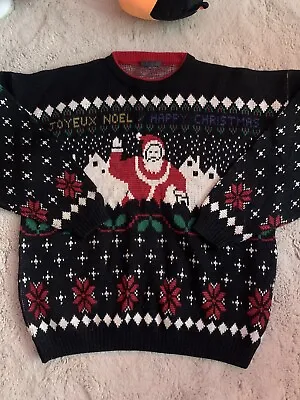 Buy Vintage Next Christmas Jumper Santa Size L  Men’s Intersia Scandi Knit 90s • 10£