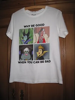 Buy Disney Villains White T-Shirt Size 8  'Why Be Good ' Baby Tee Cotton Small VGC • 7£