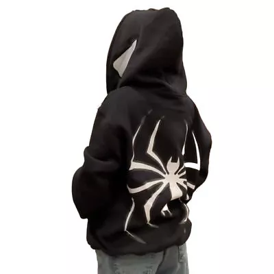 Buy Women Men Spider Zip Over Face Gothic Punk Coat Print Hooded Sweatshirt Jackets • 21.08£