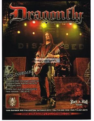 Buy 2003 DRAGONFLY Clothing Co. DAN DONEGAN Of Disturbed Vintage Ad  • 8.63£