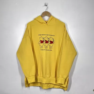 Buy Disney Winnie The Pooh Hoodie Womens XXL Size 22-24 Yellow Pullover Love Care • 15.99£
