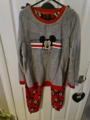 Buy Mickey Mouse Disney Grey White Super Fluffy Soft Cosy Ladies Pyjamas 10-12 Small • 19.99£