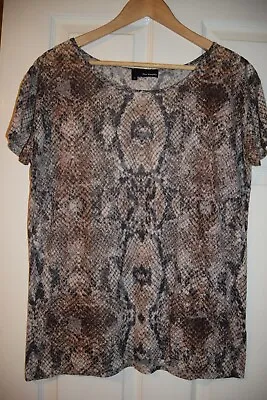 Buy THE KOOPLES Snake Skin Reptile Brown Beige Top Boxy Semi Sheer T Shirt 12 14 • 9.99£