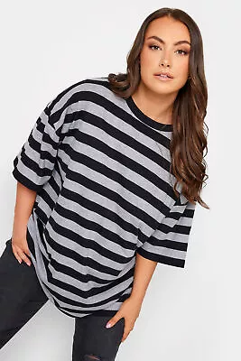 Buy Yours Curve Plus Size Stripe Oversized Boxy T-Shirt • 19.99£