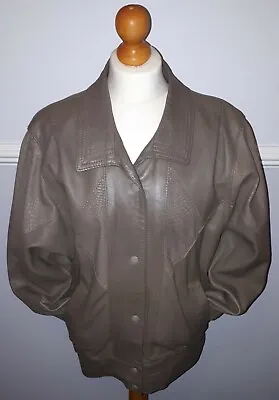 Buy Vintage Leather Jacket 1980s Italian Mocha Snake/Crocodile Effect Fiocchi 12-14 • 14.99£