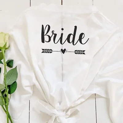 Buy Personalised Pyjamas Gown Robe V Neck Bridesmaid Bride Kimono Satin Wedding Day • 9.60£