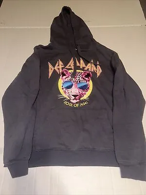 Buy Def Leppard Rock Of Ages Womens Size Medium Gray Graphic Hoodie Pullover • 9.84£