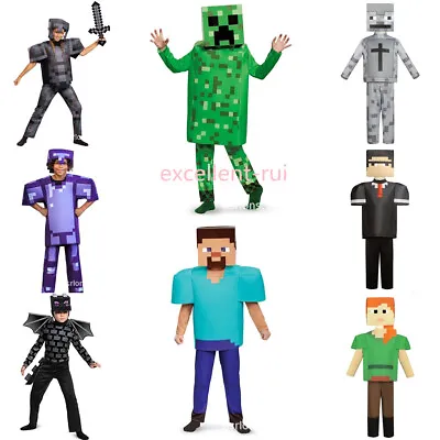 Buy Kids Minecraft Cosplay Costume Jumpsuit Book Week Fancy Dress Party Outfit Gifts • 15.84£