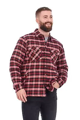 Buy Mens Padded Work Shirt Quilted Yarn Dyed Cotton Buttons Thick Lumberjack Jacket • 15.95£