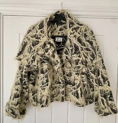 Buy Designer Zaek Short Going Out Jacket. Black With White Sheep Coloured Fur Efffec • 69.99£