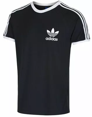 Buy Adidas Men's T-Shirt Raglan Retro Crew Neck Short Sleeve 100% Cotton_ Black • 19.99£